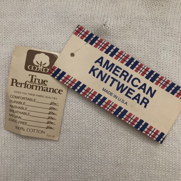 VTG DEADSTOCK Rare Velva Sheen Ivory Cream Snickers Racing V-Neck Sweater Sz XL - Picture 15 of 16